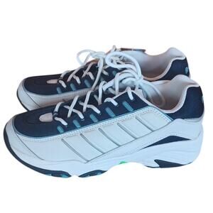 New Riddell White Navy Light Blue Running Shoes Leather Uppers Women's Size 8